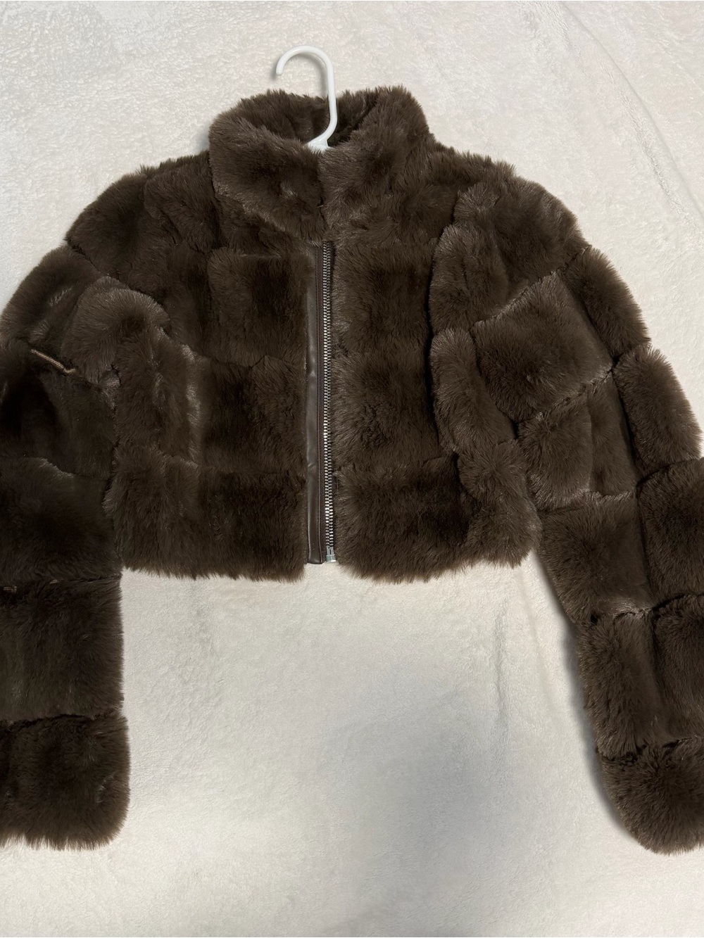 Fashion Nova Brown Faux Fur Cropped Jacket